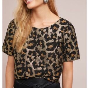 NWT Anthropologie Hutch Leopard Shimmery Top